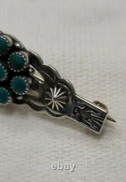 Turquoise Cluster Oval Round Thunderbird Eagle Pin Brooch Native American Navajo