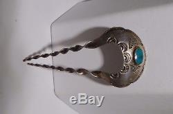 Turquoise Hair Pin Clip Sticks Slide Sterling Silver Navajo Vintage Unsigned