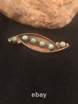 Turquoise Pin Old Pawn Navajo Sterling Silver Handmade Cluster 8018