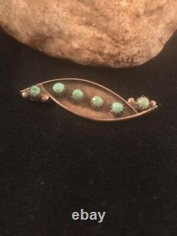 Turquoise Pin Old Pawn Navajo Sterling Silver Handmade Cluster 8018