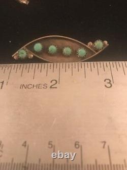 Turquoise Pin Old Pawn Navajo Sterling Silver Handmade Cluster 8018