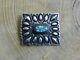 Turquoise & Stamped Sterling Silver Square Frame Pin By Darryl Becenti Navajo