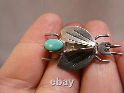 Turquoise Sterling Silver BUG INSECT Pin UITA Toadlena Trading Post Navajo RP2