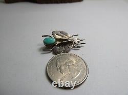Turquoise Sterling Silver BUG INSECT Pin UITA Toadlena Trading Post Navajo RP2