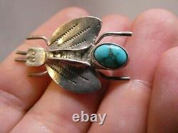 Turquoise Sterling Silver BUG INSECT Pin UITA Toadlena Trading Post Navajo RP27