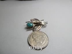 Turquoise Sterling Silver BUG INSECT Pin UITA Toadlena Trading Post Navajo RP27