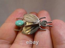 Turquoise Sterling Silver BUG INSECT Pin UITA Toadlena Trading Post Navajo RP4