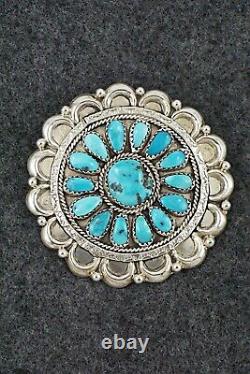 Turquoise & Sterling Silver Pendant/Pin Justina Wilson