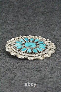Turquoise & Sterling Silver Pendant/Pin Justina Wilson