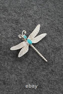 Turquoise & Sterling Silver Pendant/Pin Lee Charley