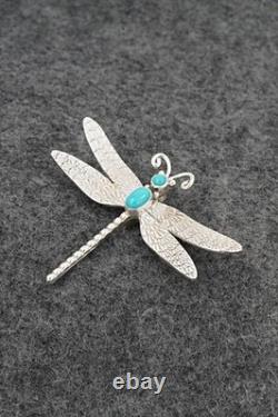 Turquoise & Sterling Silver Pendant/Pin Lee Charley