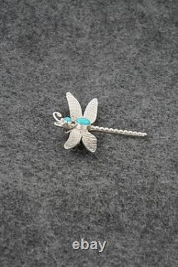 Turquoise & Sterling Silver Pendant/Pin Lee Charley
