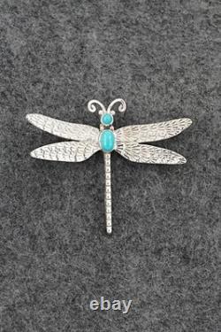 Turquoise & Sterling Silver Pendant/Pin Lee Charley