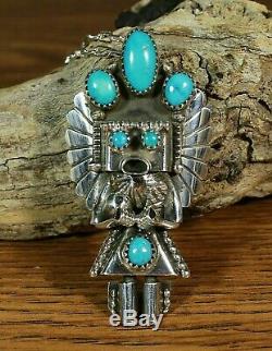 Turquoise Yei Kachina Sterling Silver Pendant Pin Navajo Doris Smallcanyon