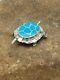 Turquoise Zuni Turtle Pin Pendant Native American Sterling Silver Set 2806