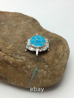 Turquoise ZUNI Turtle Pin Pendant Native American Sterling Silver Set 2806