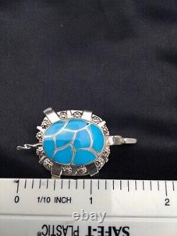 Turquoise ZUNI Turtle Pin Pendant Native American Sterling Silver Set 2806