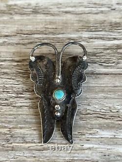 UITA 3 Navajo Sterling Silver Turquoise Butterfly Brooch Pin Native American