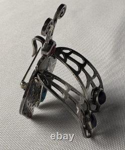 UNIQUE Vintage Native American Sterling Silver Turquoise Lapis Coral Bug Brooch