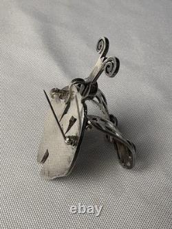 UNIQUE Vintage Native American Sterling Silver Turquoise Lapis Coral Bug Brooch