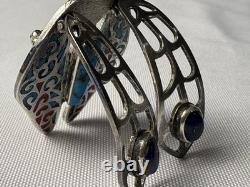 UNIQUE Vintage Native American Sterling Silver Turquoise Lapis Coral Bug Brooch