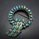 Unique Vintage Zuni Sterling Silver Turquoise Petit Point Pin/brooch Circa 1960s