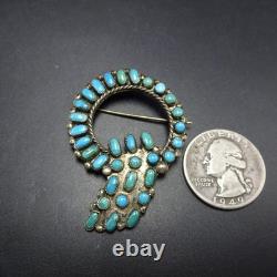 UNIQUE Vintage ZUNI Sterling Silver TURQUOISE Petit Point PIN/BROOCH circa 1960s