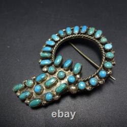 UNIQUE Vintage ZUNI Sterling Silver TURQUOISE Petit Point PIN/BROOCH circa 1960s