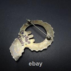UNIQUE Vintage ZUNI Sterling Silver TURQUOISE Petit Point PIN/BROOCH circa 1960s