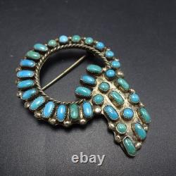 UNIQUE Vintage ZUNI Sterling Silver TURQUOISE Petit Point PIN/BROOCH circa 1960s