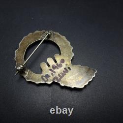 UNIQUE Vintage ZUNI Sterling Silver TURQUOISE Petit Point PIN/BROOCH circa 1960s