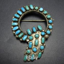 UNIQUE Vintage ZUNI Sterling Silver TURQUOISE Petit Point PIN/BROOCH circa 1960s