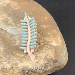 US Native Blue Turquoise Needle Point Zuni Sterling Silver Pin Pendant 12803