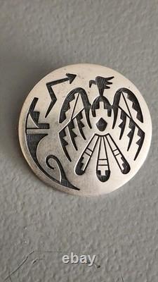Ultra Rare Alde Qumyintewa Hopi Sterling Silver Overlay PIN/BROOCH Mythical Bird