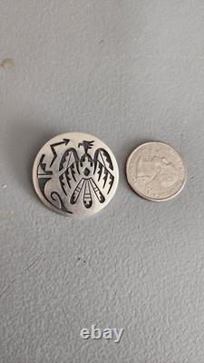 Ultra Rare Alde Qumyintewa Hopi Sterling Silver Overlay PIN/BROOCH Mythical Bird