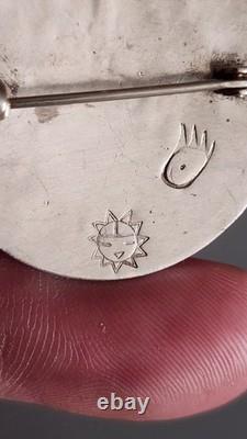Ultra Rare Alde Qumyintewa Hopi Sterling Silver Overlay PIN/BROOCH Mythical Bird