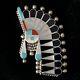 Unique Zuni Inlay Multi Stone Sterling Silver Pin Pendant Sun Face Indian Chief