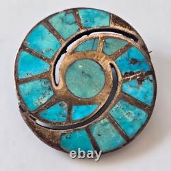 Unsigned Ellen Quandelacy Hummingbird Brooch Zuni Turquoise Sterling Silver Vtg