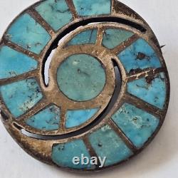 Unsigned Ellen Quandelacy Hummingbird Brooch Zuni Turquoise Sterling Silver Vtg