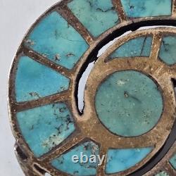 Unsigned Ellen Quandelacy Hummingbird Brooch Zuni Turquoise Sterling Silver Vtg