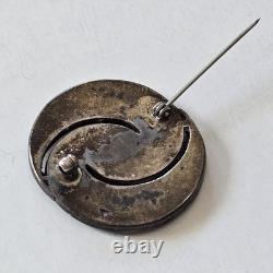 Unsigned Ellen Quandelacy Hummingbird Brooch Zuni Turquoise Sterling Silver Vtg
