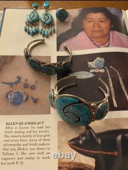 Unsigned Ellen Quandelacy Hummingbird Brooch Zuni Turquoise Sterling Silver Vtg