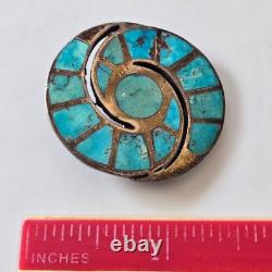 Unsigned Ellen Quandelacy Hummingbird Brooch Zuni Turquoise Sterling Silver Vtg