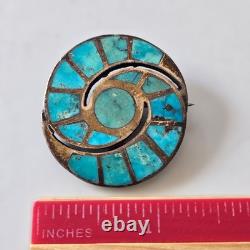 Unsigned Ellen Quandelacy Hummingbird Brooch Zuni Turquoise Sterling Silver Vtg