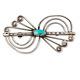 Unusual Native American Sterling Silver Blue Turquoise Wire Work Pin