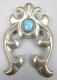 Unusual Navajo Sandcast Sterling Turquoise Naja Brooch Pin Pendant 23g