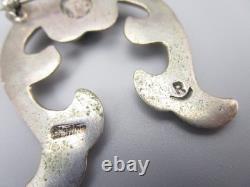 Unusual Navajo Sandcast Sterling Turquoise Naja Brooch Pin Pendant 23g