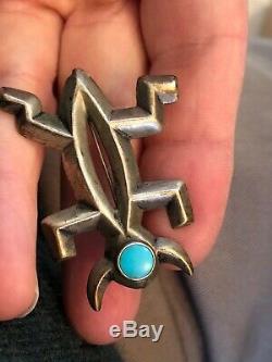 Unusual Old Pawn Native American sterling silver turquoise Navajo Bug Pin Brooch