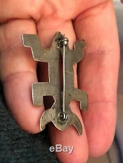 Unusual Old Pawn Native American sterling silver turquoise Navajo Bug Pin Brooch