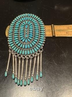 V Nice Vintage Turquoise Petit Point Cluster Pin/pendant By Zuni Reynold Lonasee